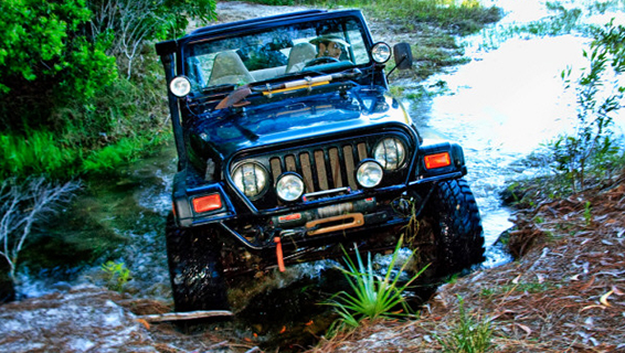 Kenan Harkin in his trusted jeep.